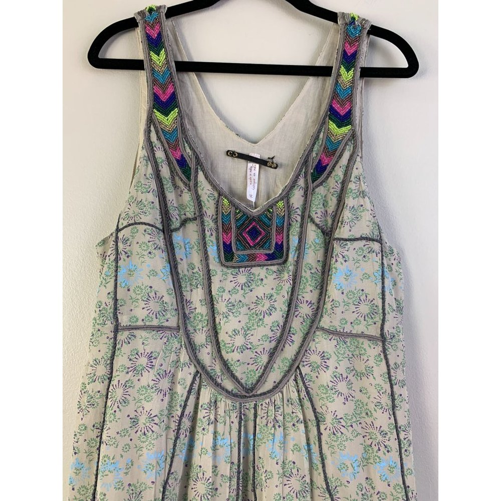 Free People Pale Mint Embroidered Tunic with Purple Trim - Picture 7 of 13